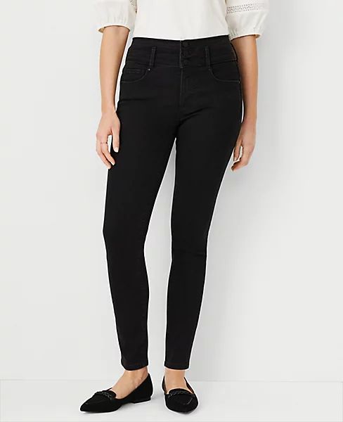 Petite Curvy Sculpting Pockets High Rise Skinny Jeans in Jet Black Wash | Ann Taylor | Ann Taylor (US)