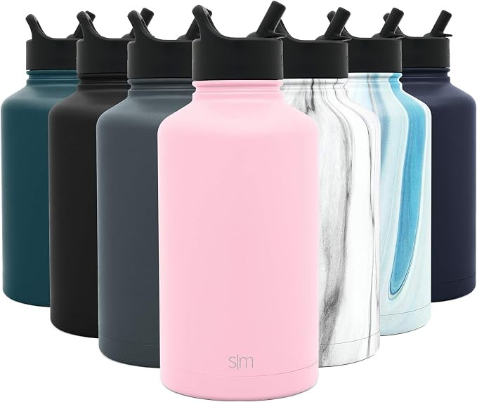 Simple Modern Water Bottle with Straw Lid Vacuum Insulated Stainless Steel Metal Thermos | Half G... | Amazon (US)