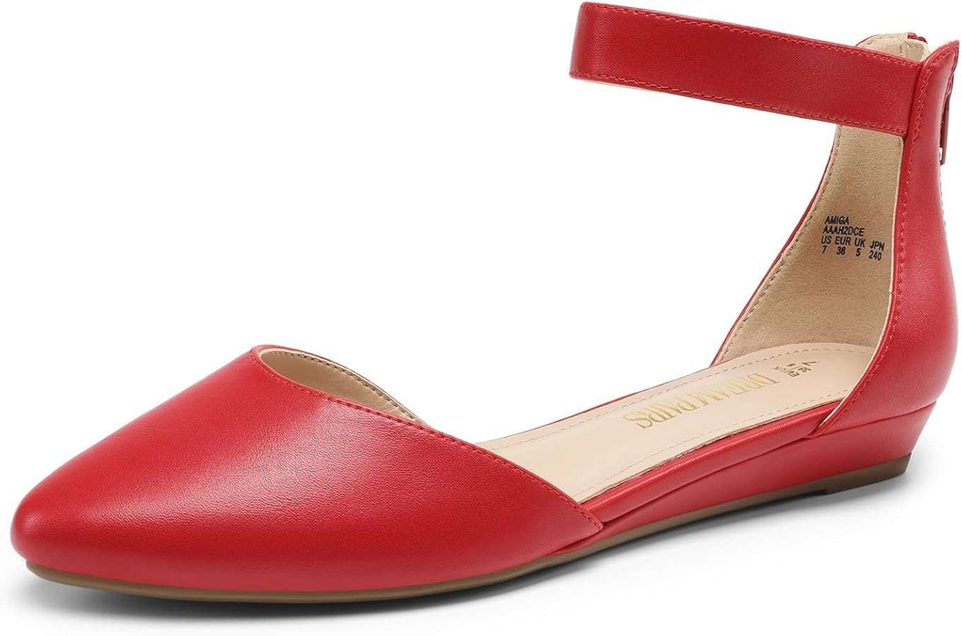 DREAM PAIRS Women's Low Wedge Ankle Strap Flats Shoes | Amazon (US)