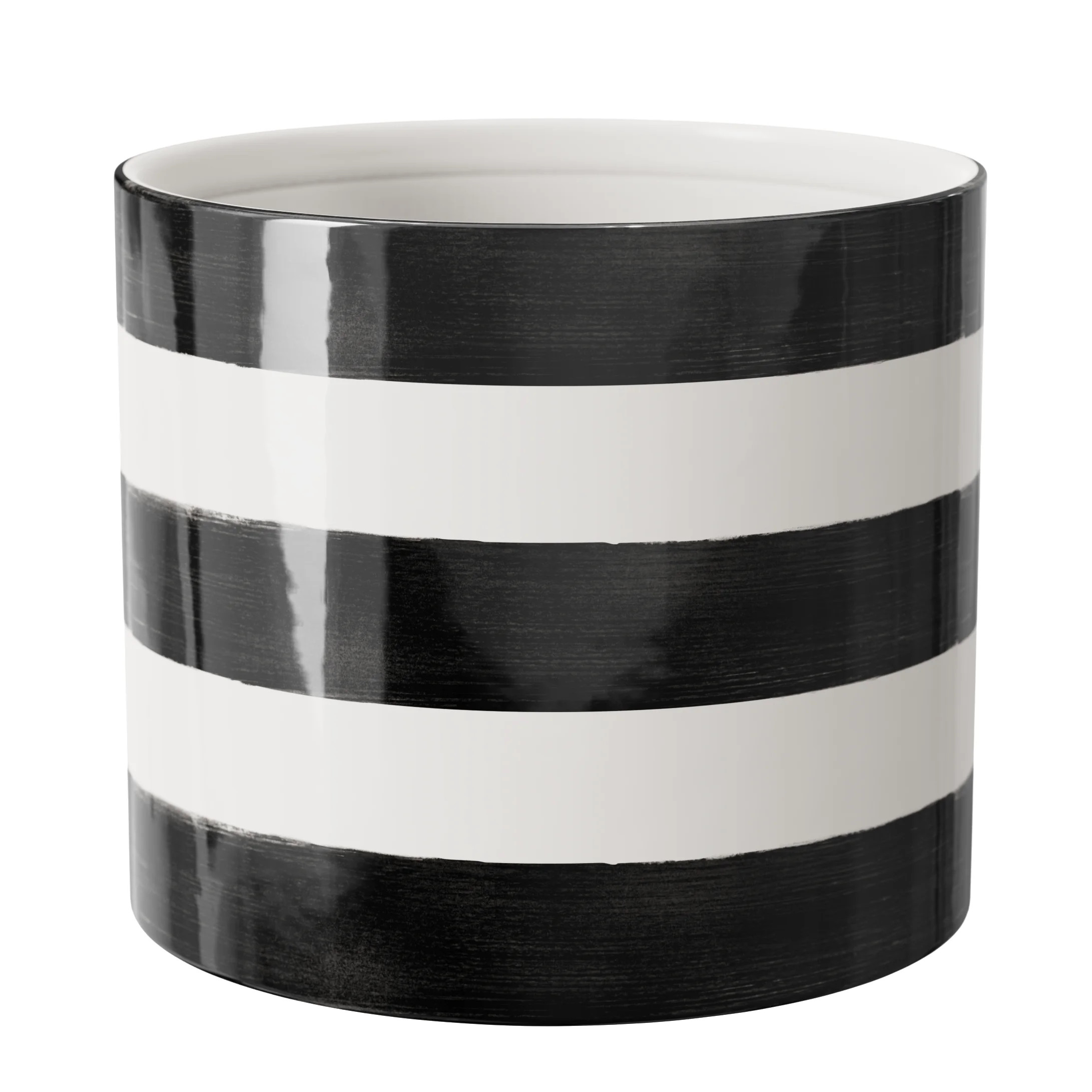 Mainstays Andrew 7.8" x 7.8" x 6.9" Round Rich Black and Arctic White Ceramic Planter | Walmart (US)