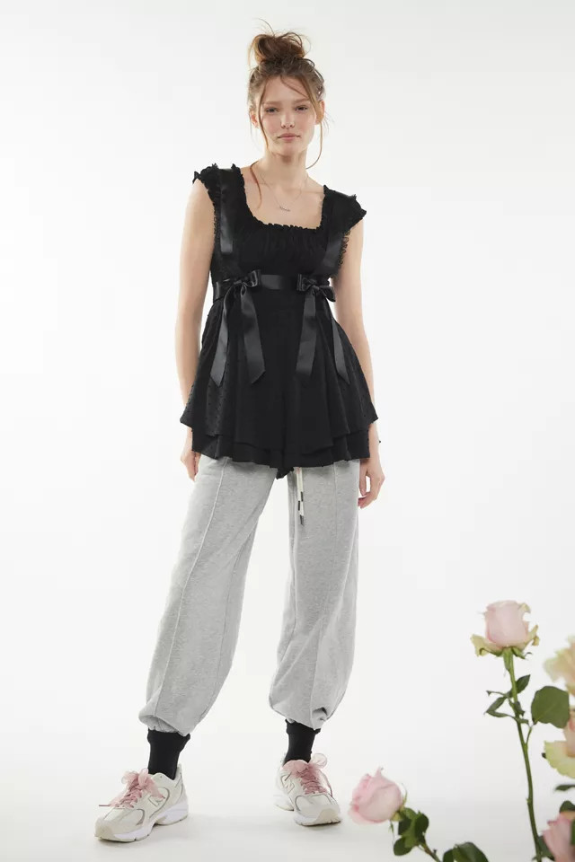 UO Rosie Smocked Tiered Ruffle Romper | Urban Outfitters (US and RoW)