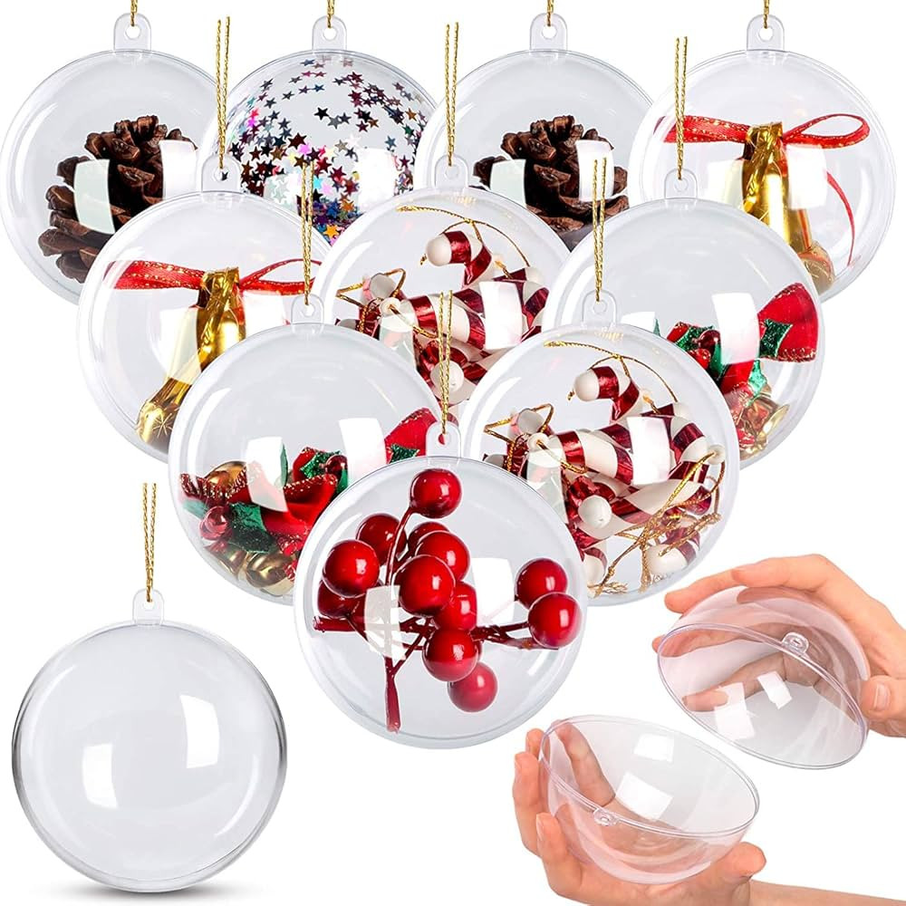 MyoGrip 10 Pack 3.94'' Clear Plastic Ornaments for Crafts Fillable, Clear Christmas Ornaments, Cl... | Amazon (US)
