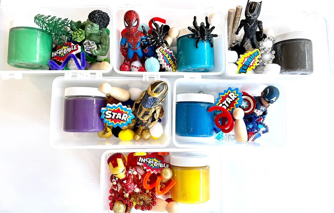 Marvel Avengers Inspired Sensory Dough Mini Kit | Play Dough | Hulk | Spider Man | Captain Americ... | Etsy (US)