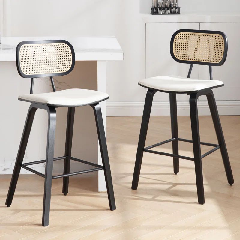 26" Upholstered Rattan Counter Height Stool | Wayfair North America