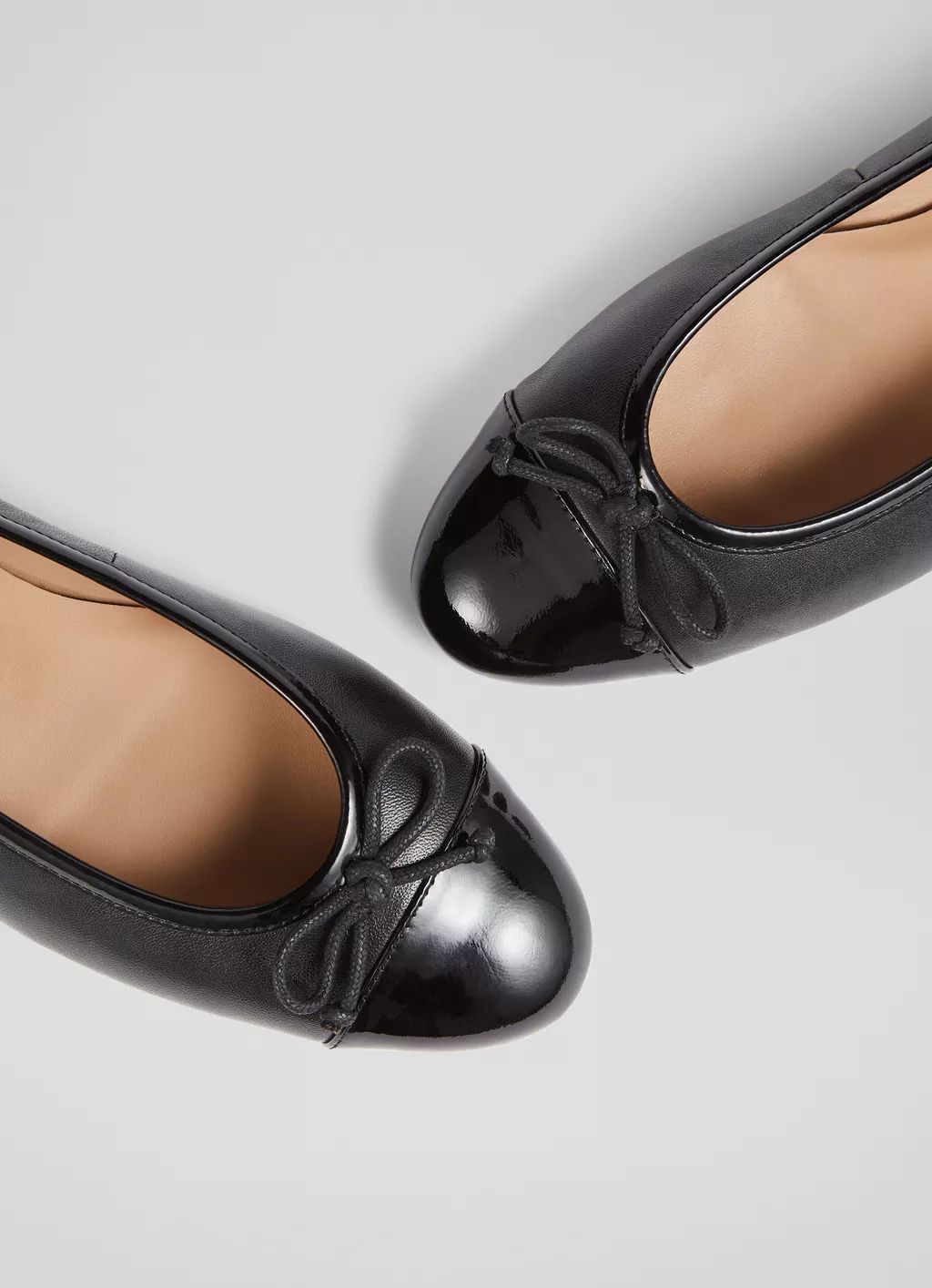Kara Black Leather and Patent Toe Cap Ballerina Flats | L.K. Bennett (UK)