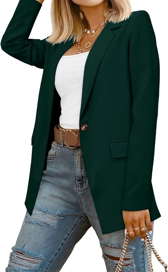CRAZY GRID Women Loose Fashion Business Casual Blazer Jacket with Lined | Amazon (US)