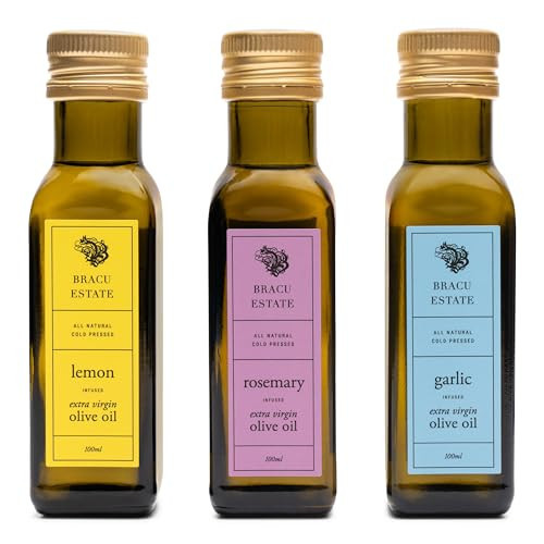 Kiwi Artisan Olive Oil Gift Set, Lemon, Garlic & Rosemary-Infused Extra Virgin Olive Oil Bundle, Made With 100% New Zealand First Press Olives From Bracu Estate, 100ml | Amazon (US)