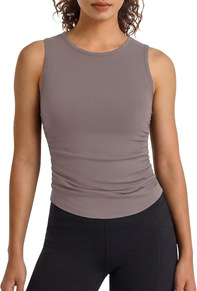 G4Free BareFeel Women's Workout Tank Tops Ruched Sleeveless High Neck Yoga | Amazon (US)
