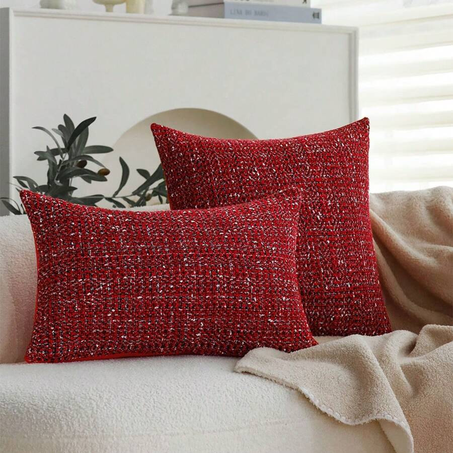 1pc Christmas Red Knitted Throw Pillow Cover Without Core, Festival Party Decoration Living Room ... | SHEIN