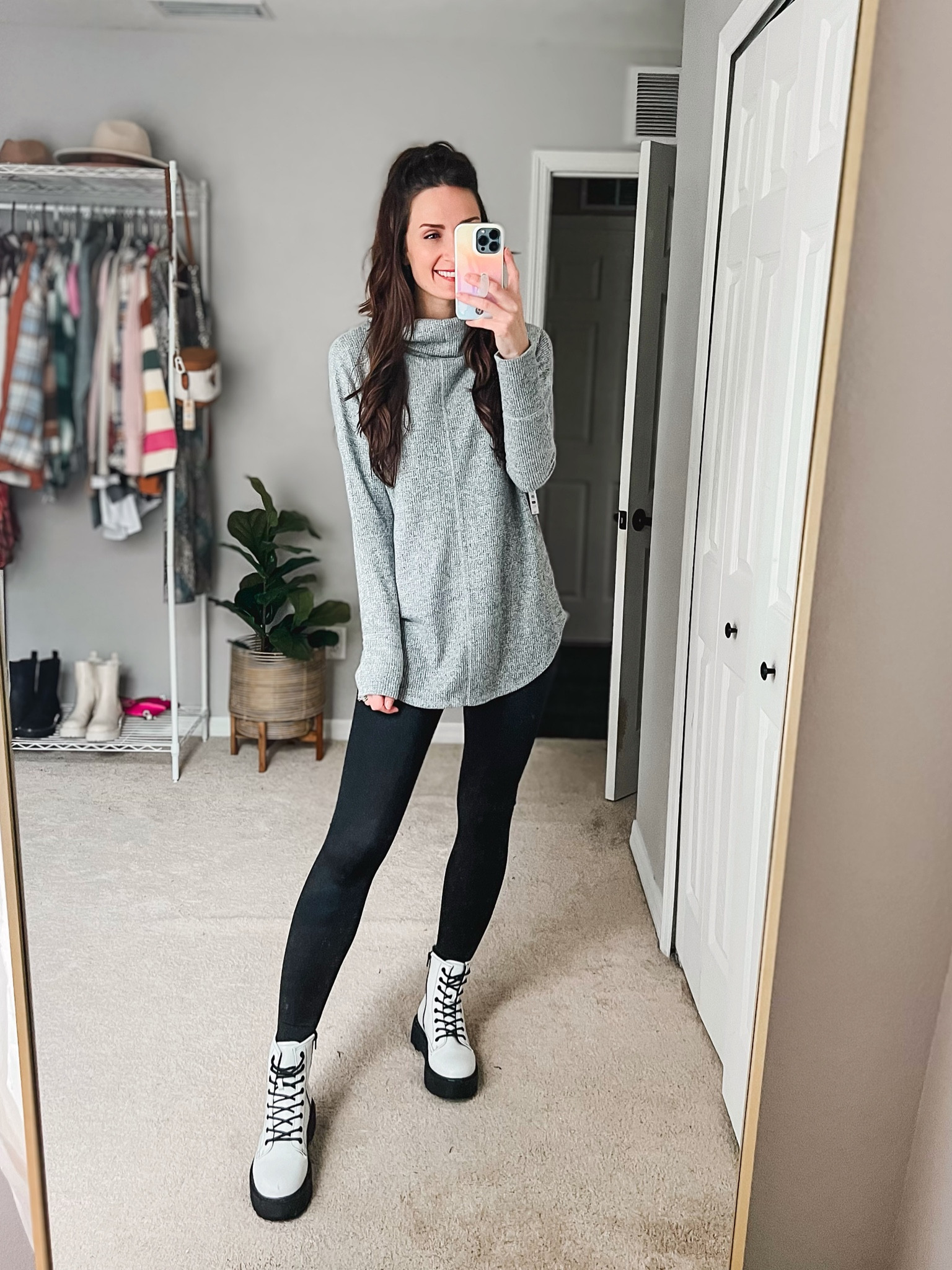 New must have walmart leggings!! These are so good!! #walmartfashion #walmartleggings #walmartfaves #walmartfall 

They have a lot more compression than the faux leather ones. These have sort of a “shine” to them but they aren’t glittery in any way. 

**sizing: leggings- small, I got my normal size but they are a hit tighter than usual. 
Tunic- medium, I sized up for more length
Boots- 8.5, fit tts for me! 

#LTKSeasonal #LTKunder50 #LTKstyletip