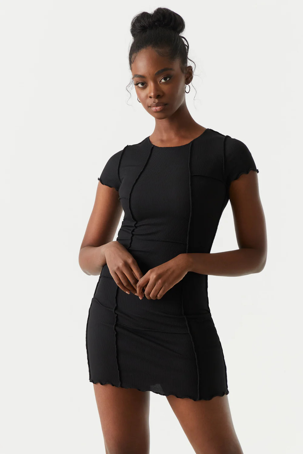 Patchwork Short Sleeve Mini Dress | Charlotte Russe