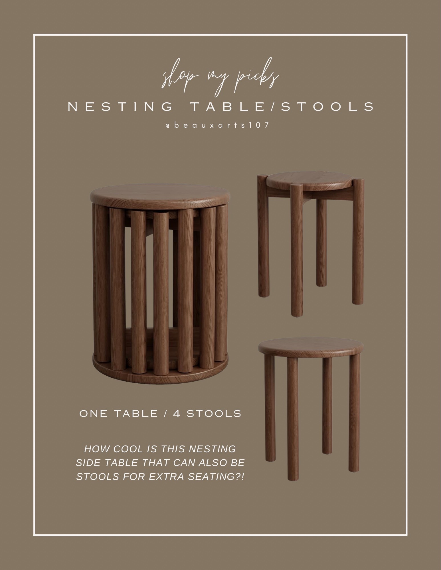 This nesting side table is also 4 stools in 1!! It’s so compact and convenient  when you need extra seating for guests! 

#LTKStyleTip #LTKSaleAlert #LTKHome