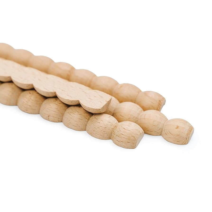Bobbin Wood Trim 25‑Pack, 34 Feet – L16.5, W 0.63" Unfinished Beaded Molding Sticks – Scall... | Amazon (US)