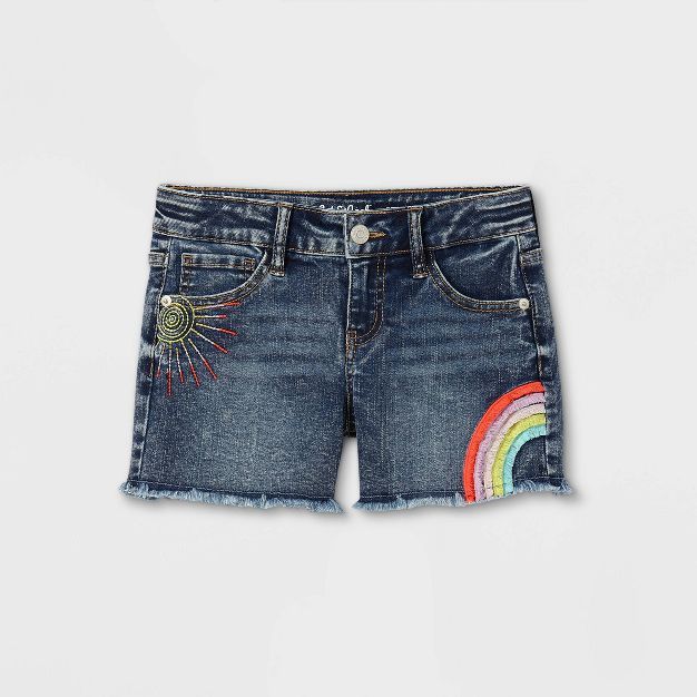 Girls' Rainbow Jean Shorts - Cat & Jack™ Dark Wash | Target