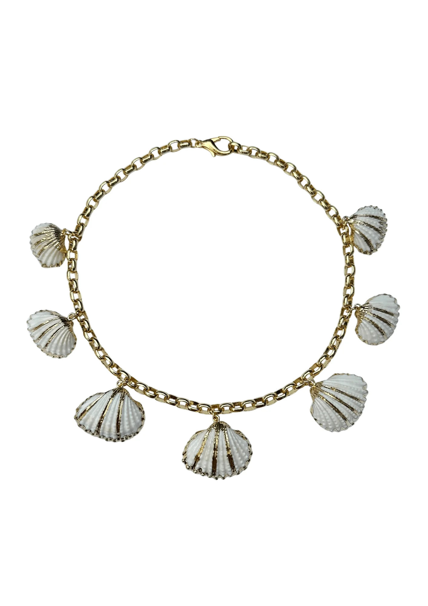 Limited Edition: Golden Chunky Chain & Ivory Seashell Charm Necklace | Modatrova