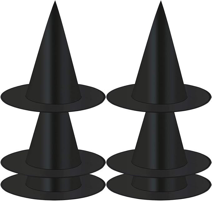 ELCOHO 6 Pieces Halloween Black Witch Hats Halloween Party Dress Witch Hats for Halloween Party F... | Amazon (US)
