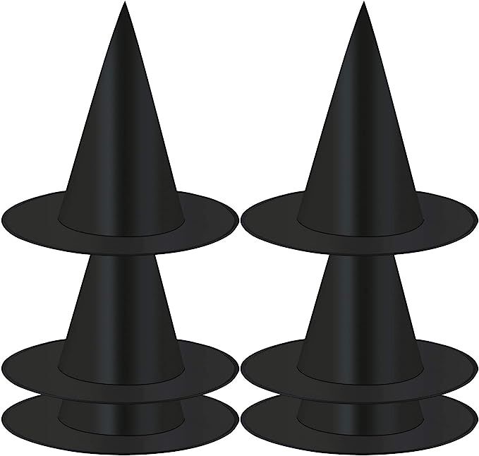 ELCOHO 6 Pieces Halloween Black Witch Hats Halloween Party Dress Witch Hats for Halloween Party F... | Amazon (US)