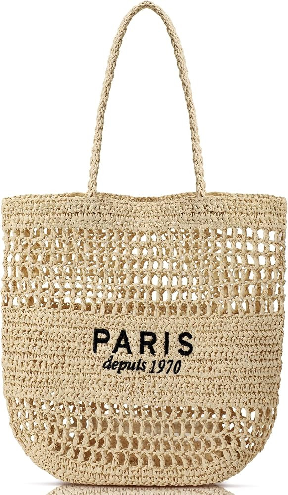 Pleneal Beach Bags for Women - Women Beach Tote Bag, Summer Mesh Hollow Straw Tote Bag for Holida... | Amazon (US)