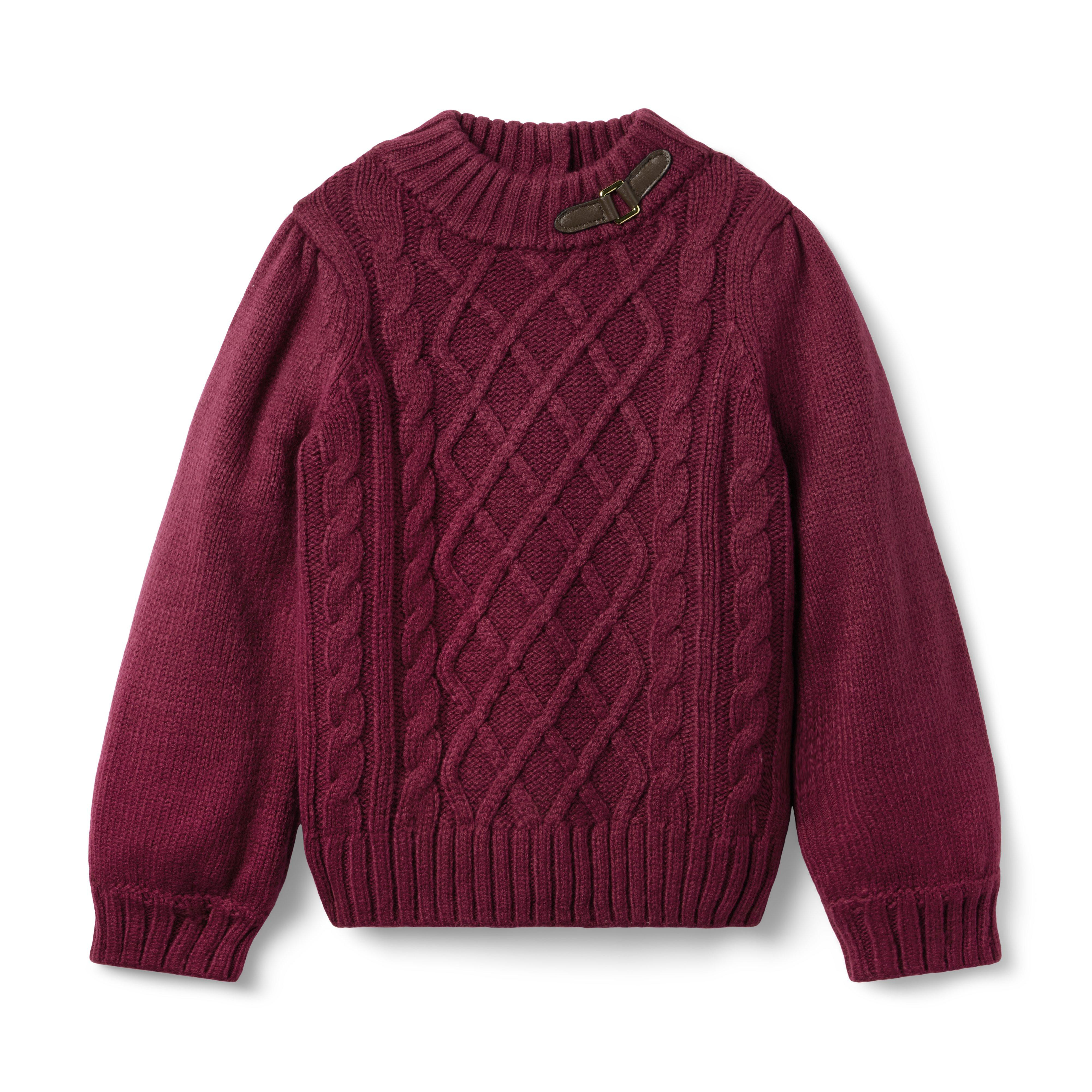 Janie and Jack | The Cable Knit Buckle Sweater - Purple / 5 | Janie and Jack