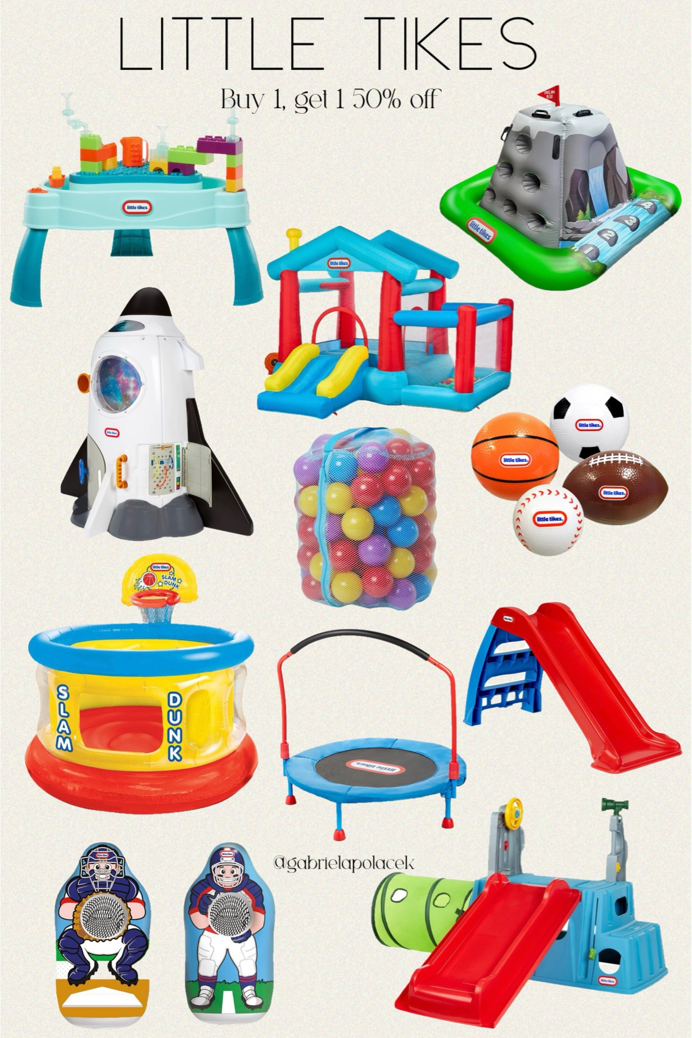 Little Tikes BUY 1 GET 1 50% OFF 
Christmas gift guide for kids

Little Tikes 25"' Round Easy Store 3' Folding Trampoline | Little Tikes My First Slide | Little Tikes Punt Pass and Shoot | Little Tikes Balls for Kids' with Reusable Mesh Bag - 100pcs | Little Tikes Slam Dunk Big Ball Pit with 20 Air-Filled Balls |   Little Tikes Play Bounce House | Little Tikes Discovery Mountain | Little Tikes Build and Splash Deluxe Water Table with Block Set - 50pc

#LTKSaleAlert #LTKGiftGuide #LTKKids