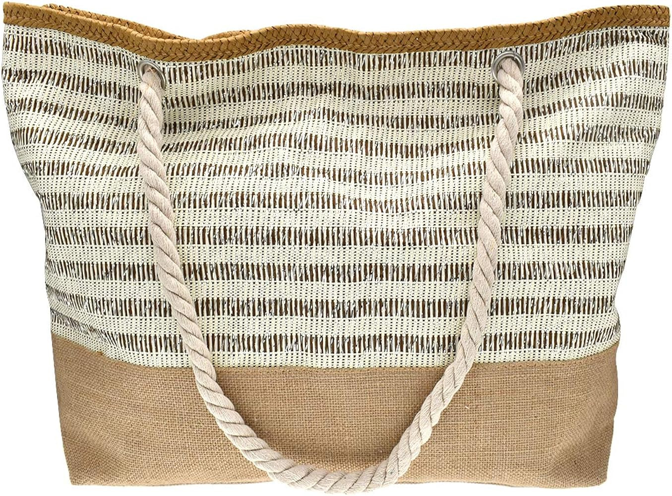 Large Beach bag for Women Straw Beach Tote Bags Cotton Rope Handles Durable Lightweight with Large C | Amazon (US)