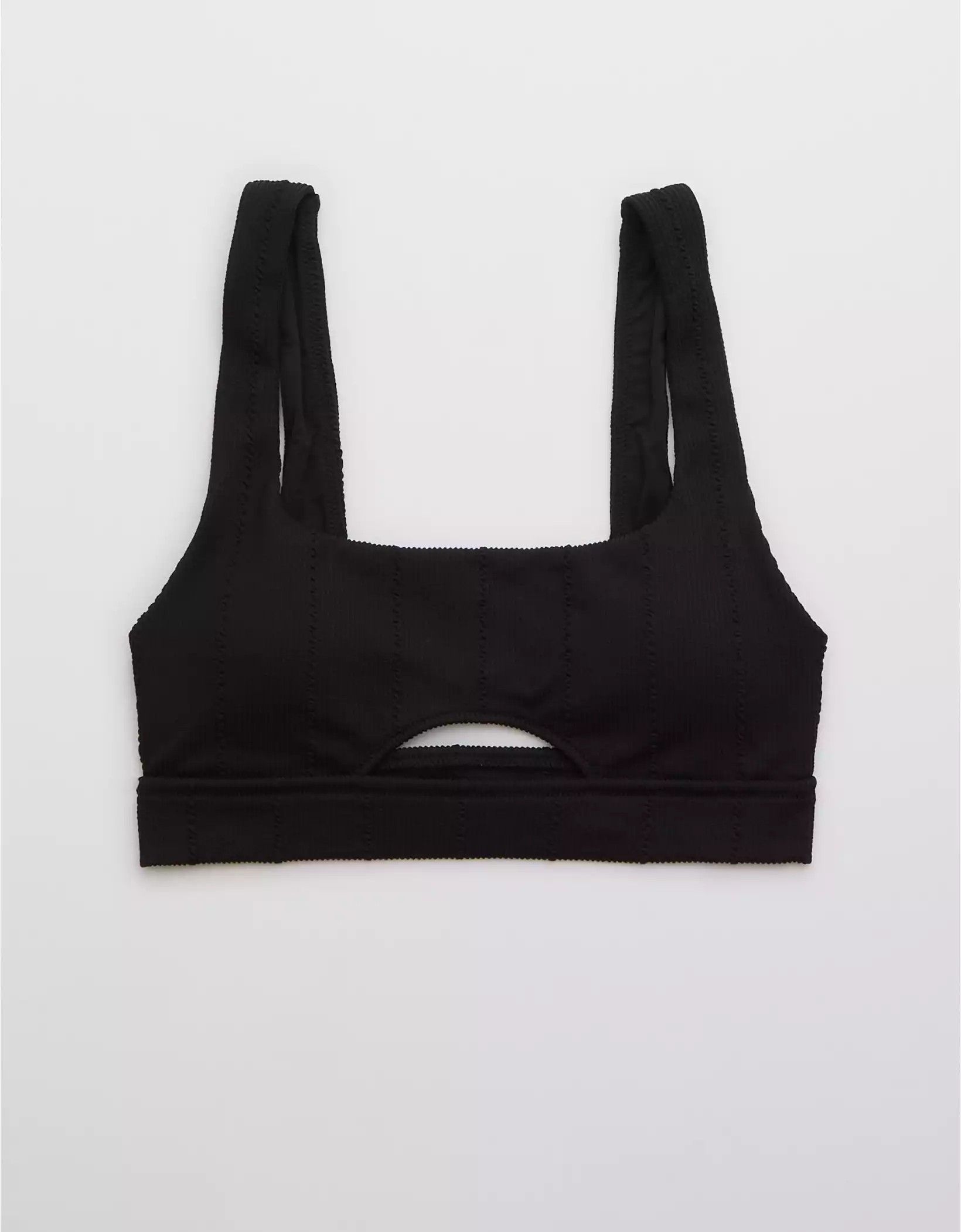Aerie Crinkle Cut Out Scoop Bikini Top- Black Swimsuit- Aerie Swimsuit | American Eagle Outfitters (US & CA)