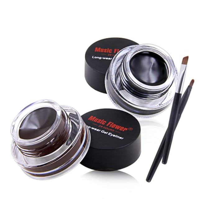 Music Flower Black+Brown Gel Eyeliner Waterproof With 2 Brushes Long-lasting Smudge-proof Easy to... | Amazon (US)