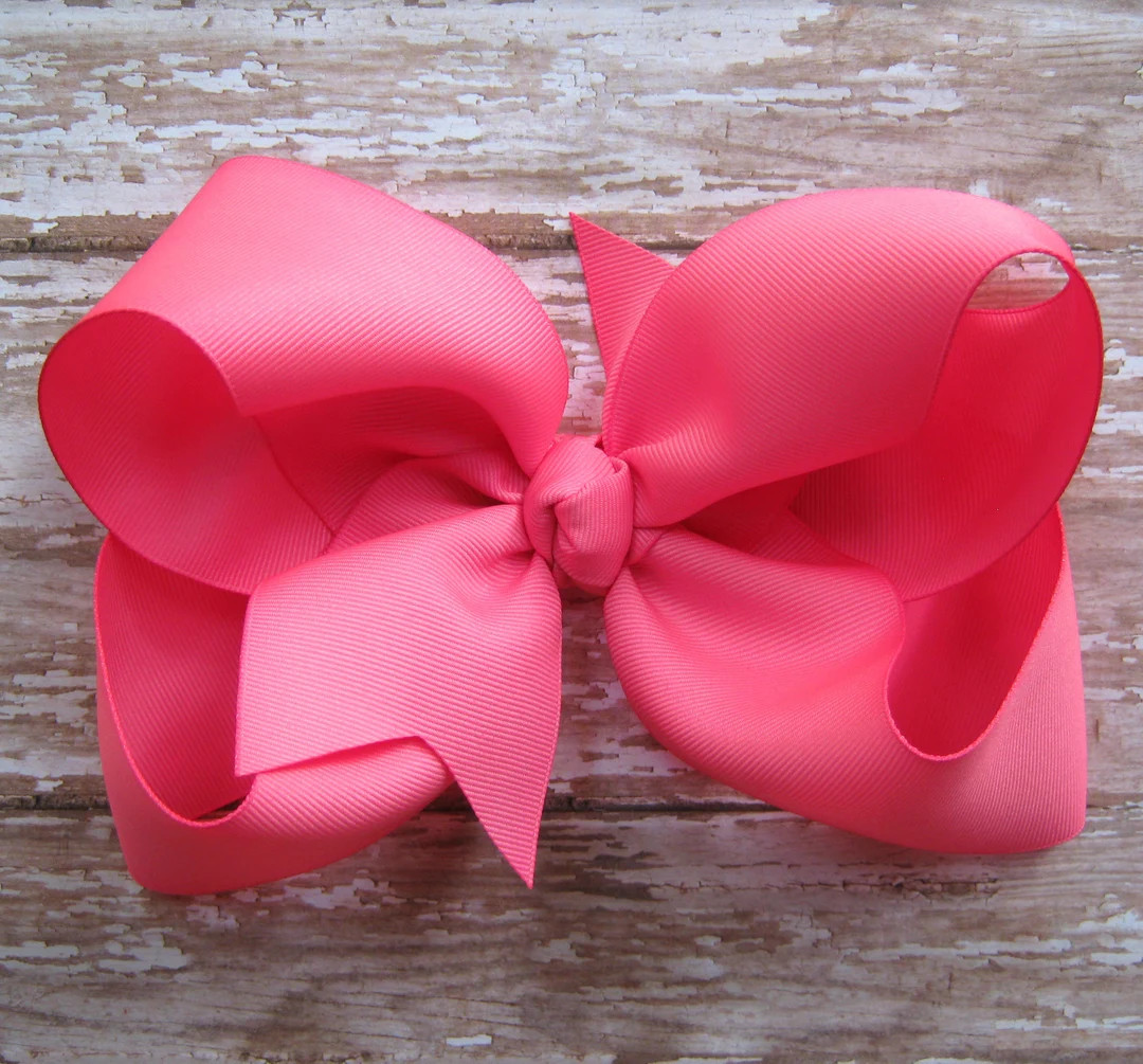 Large 6 Inch Grosgrain Hair Bow in Bubble Gum Pink Big Girls Boutique Style Hairbow - Etsy | Etsy (US)