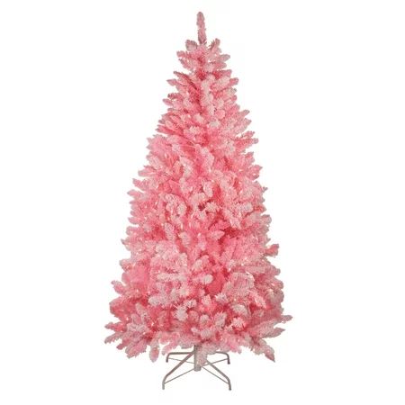 Northlight 6' Prelit Artificial Christmas Tree Slim Flocked Pine - Clear Lights | Walmart (US)
