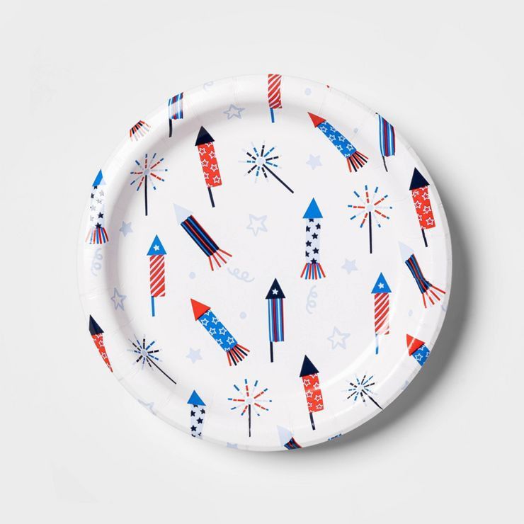 20ct 6.75" Fireworks Snack Plate Blue/White/Red - Sun Squad™ | Target