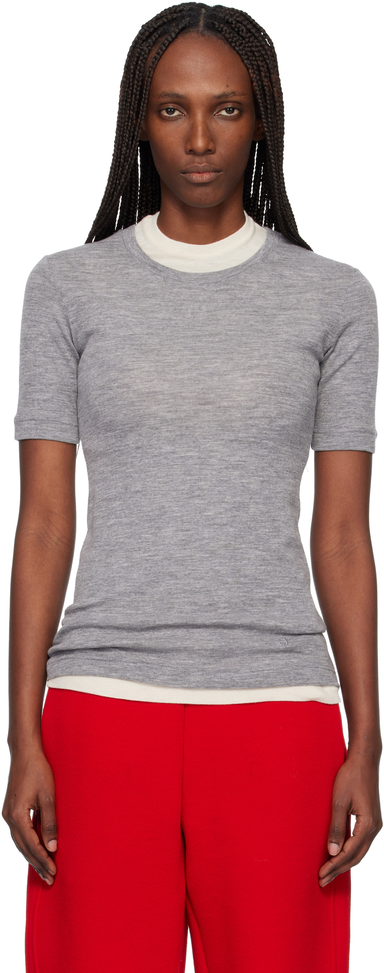 Jil Sander Gray Lightweight Slub Wool Top Set | SSENSE