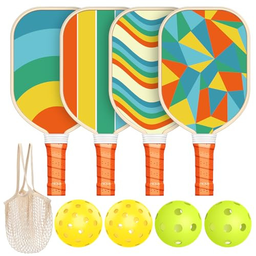 Pickleball Paddles Set of 4, USAPA Approved Premium Wood Pickleball Set with 4 Pickleball Balls and 1 Carry Bag Pickleball Rackets with Ergonomic Cushion Grip for Beginner & Pros Gifts for Women Youth | Amazon (US)