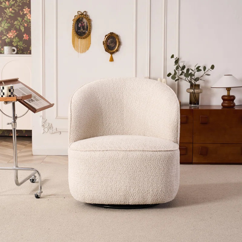 32" Wide Fully-assembled Boucle Swivel Accent Chair | Wayfair North America