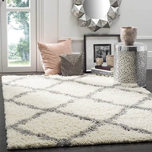 Safavieh Dallas Shag Collection SGD257F Ivory and Grey Area Rug (6' x 9') | Amazon (US)