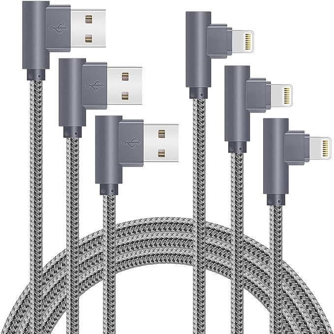 MFi Certified 10FT Lightning Cable iPhone Charger Cord 90 Degree Fast Data Cable Nylon Braided Co... | Amazon (US)