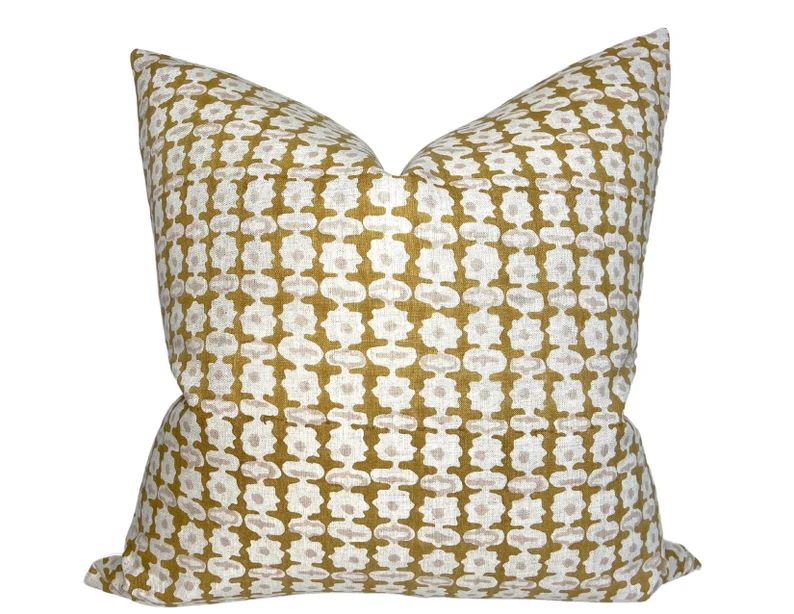 Pahari Pillow Cover in Saffron, Designer Pillow Covers, Decorative Pillows - Etsy | Etsy (US)