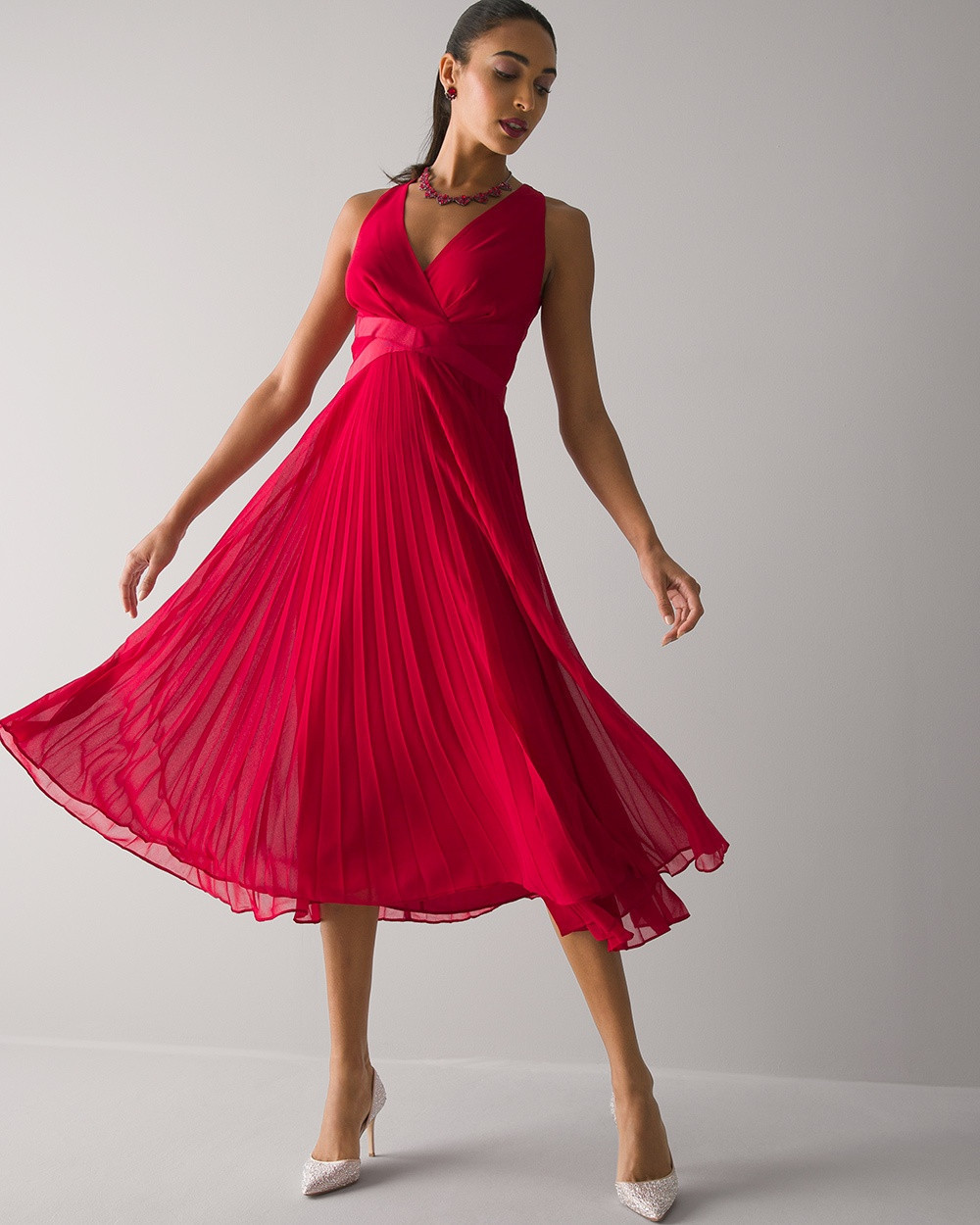 Pleated Midi Dress | White House Black Market