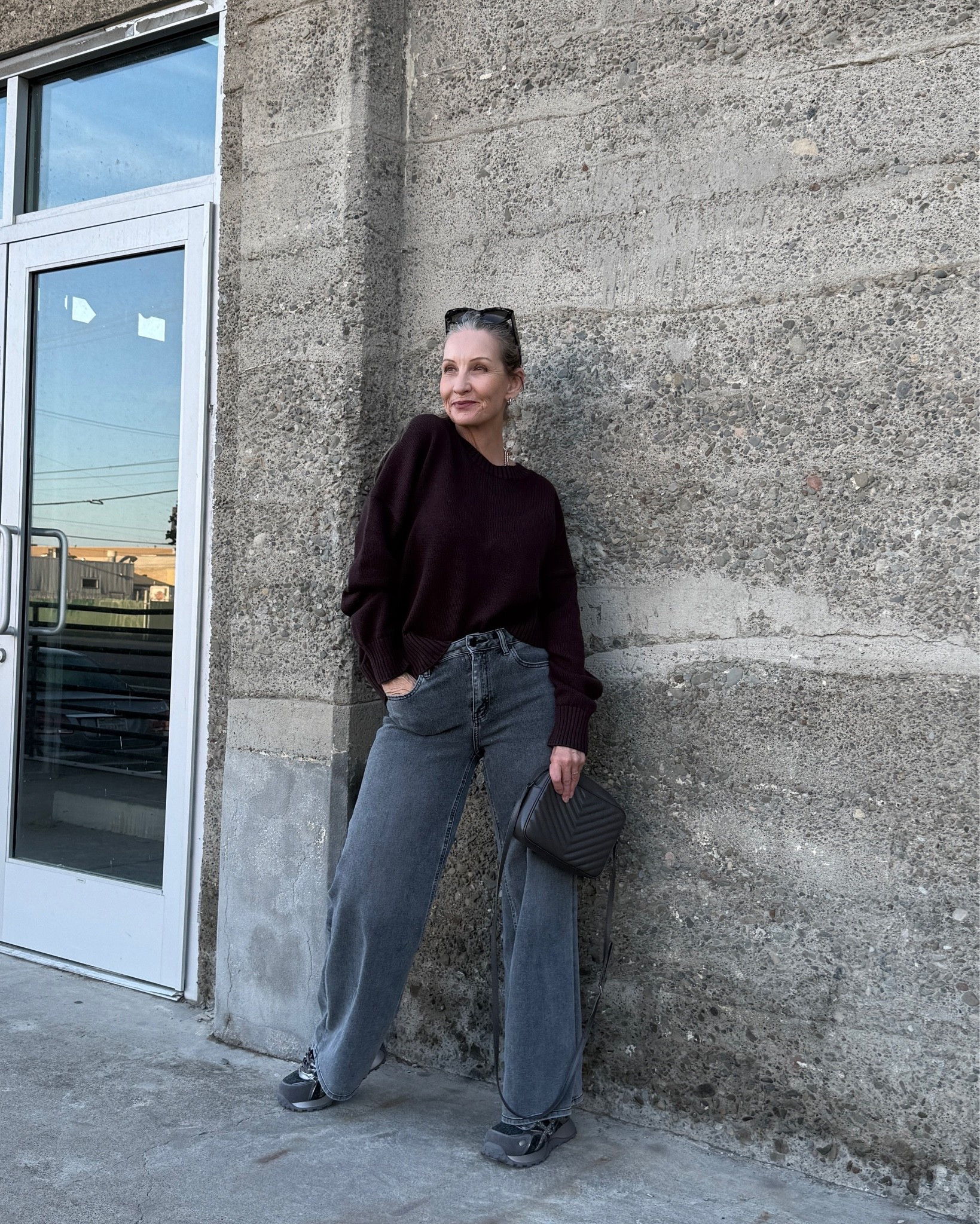Fall outfit, gray & chocolate plum. #sneakers #silversneakers #grayjeans #pearshaped #retired #casualootd

#LTKSeasonal #LTKOver40 #LTKdayinmylife
