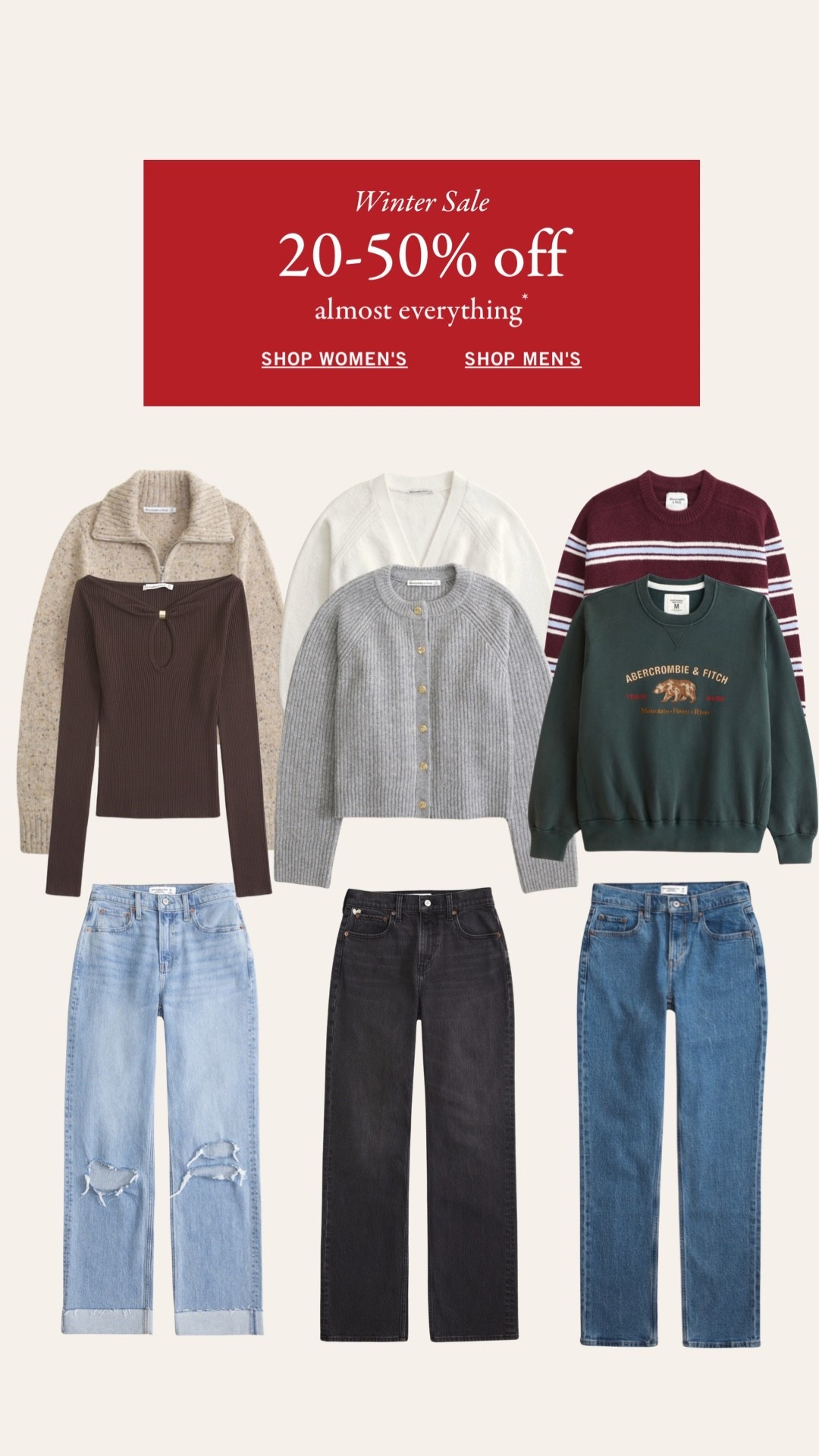 20-50% off at Abercrombie! Year end sale!! Jeans as low as $45!! Curvy friendly fashion! Casual style- Abercrombie style 

#LTKFindsUnder50 #LTKSaleAlert