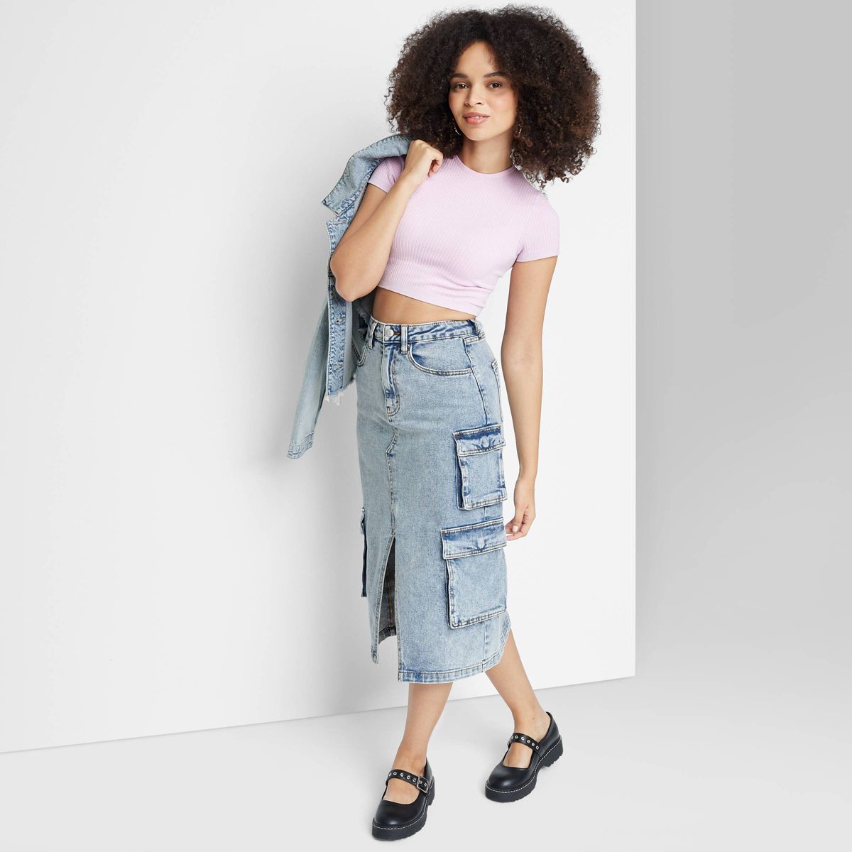 Women's Denim Cargo Midi Skirt - Wild Fable™ | Target