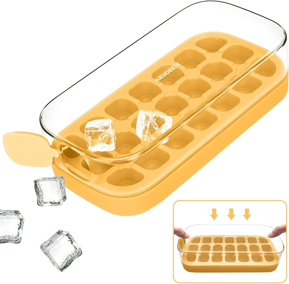 Ice Cube Tray, Easy Release Ice Mold - Silicone 21 pcs Ice Cube Trays for freezer with Lid - Ice ... | Amazon (US)