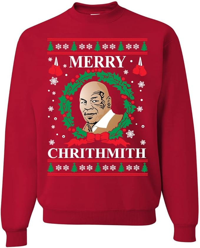 Wild Bobby Merry Chrithmith Mike Tyson Ugly Christmas Sweater Unisex Crewneck Sweatshirt | Amazon (US)