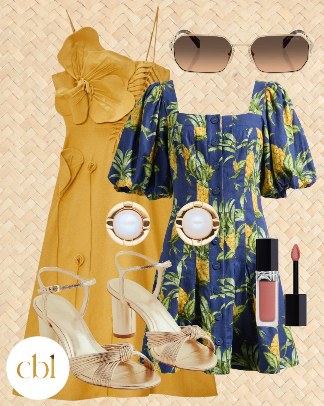 I am loving the new collection from Farm Rio and these stunning dresses are no exception. The details on the yellow dress make it so unique fun and I love the fruit pattern on the blue mini dress!☀️🍍💐