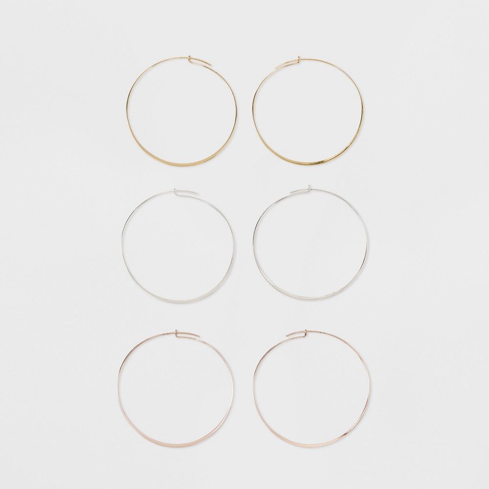 Thin Hoops Earring Set 3ct - A New Day™ | Target