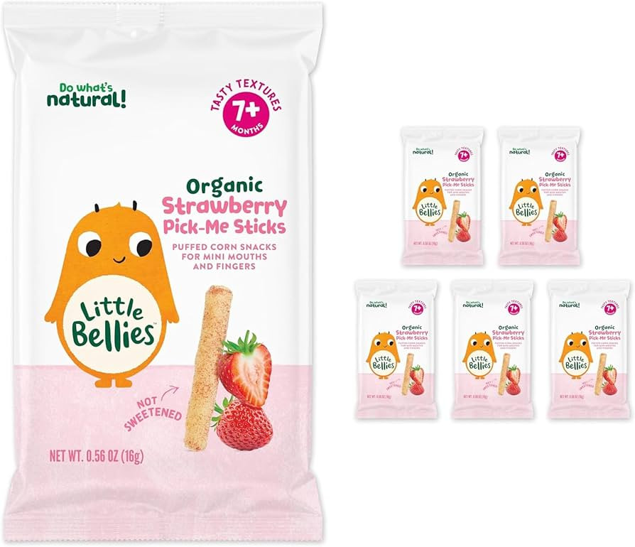 Little Bellies Organic Strawberry Pick-Me Sticks Baby Snack (Pack of 5 x 0.56 oz Individual Packs... | Amazon (US)