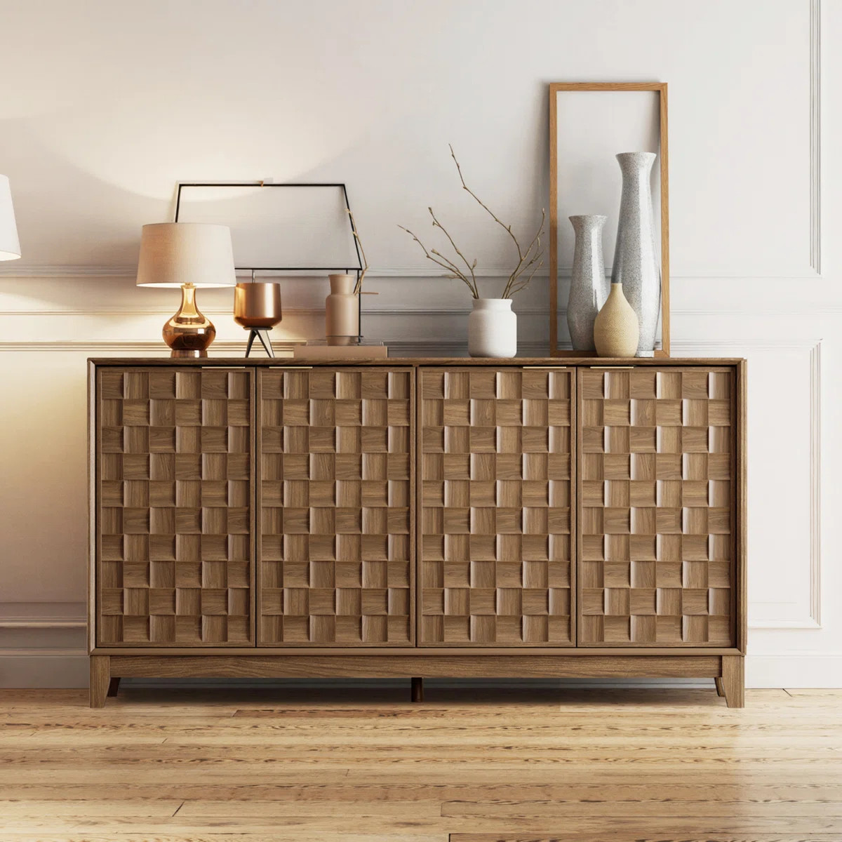 Valdean 60'' Wide Sideboard Buffet with Solid Wood Legs and Adjustable Shelves | Wayfair North America