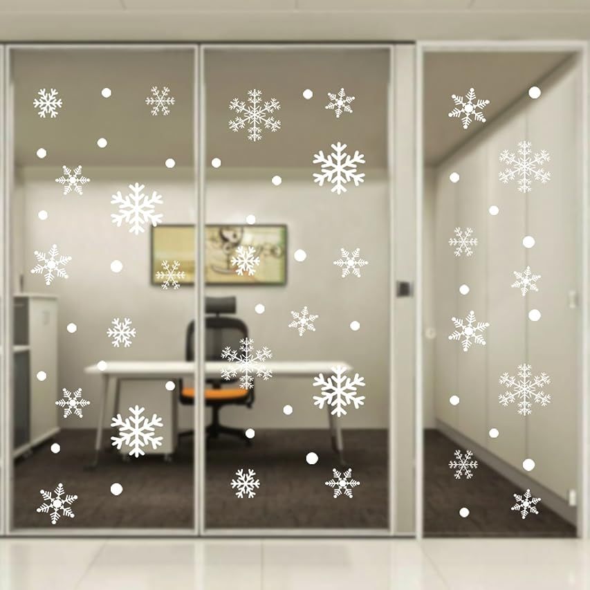 PARLAIM Christmas Decorations Snowflake Window Clings Snowflakes Stickers Windows Decals ,White Snow | Amazon (US)