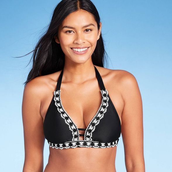 Women's Crochet Detail Bikini Top - Kona Sol™ Black | Target