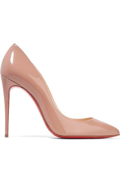 Christian Louboutin - Pigalle Follies 100 Patent-leather Pumps - Beige | NET-A-PORTER (US)