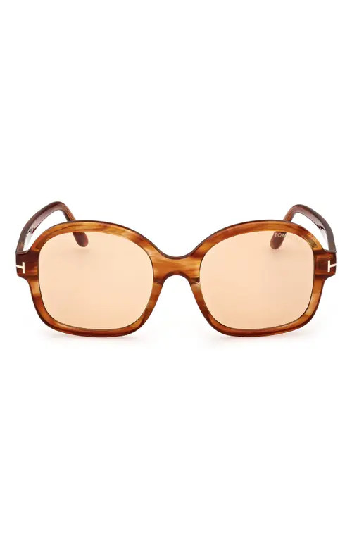 TOM FORD Hanley 57mm Photochromic Butterfly Sunglasses in Shiny Amber/Brown Chromic at Nordstrom | Nordstrom